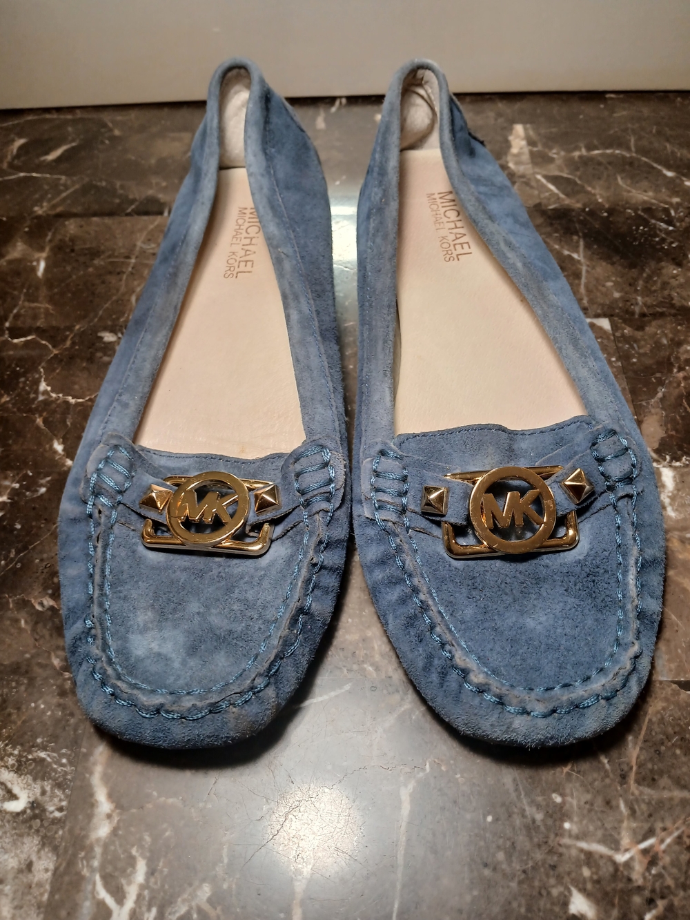 Michael Michael Kors Blue Suede MK Logo Loafers